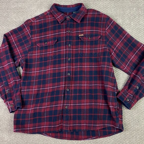 Orvis Flannel Shirt Jacket Shacket Men's XXL Red Blue Plaid Check 2XL Cotton - Picture 1 of 11